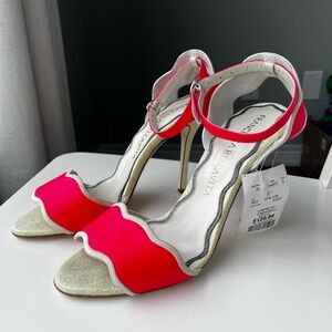 FRANCESCA BELLAVITA hot Pink Scallop heart Ankle-Strap Heels sandals 41 10